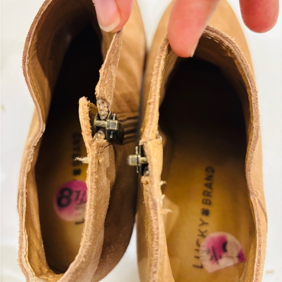 Lucky Brand Brown Suede Ankle Boots with side zip closure size 8.5 - Picture 5 of 8